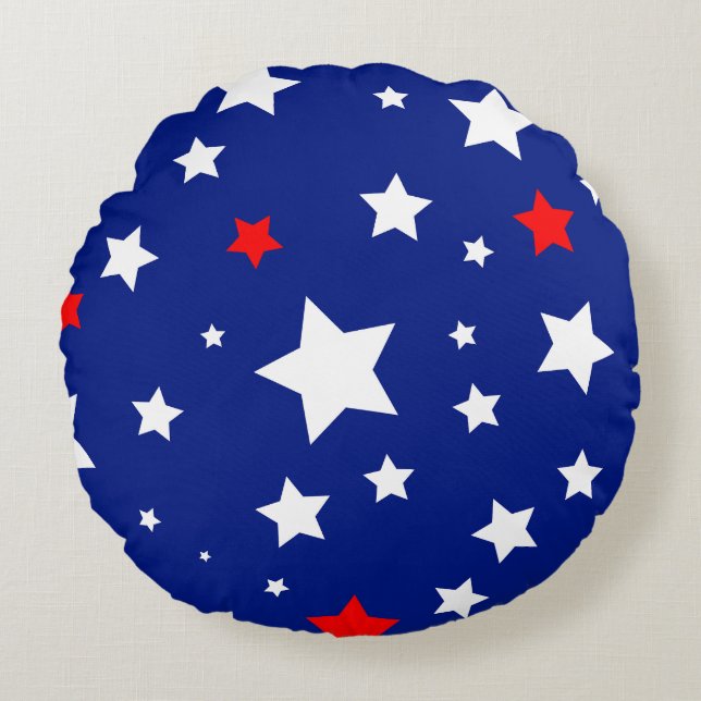 Patriotic Starry Round Cushion (Front)