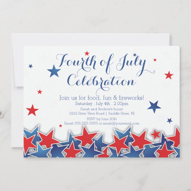 Patriotic Stars 4th of July Party Invitation (Front)