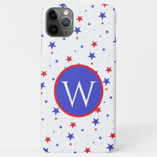 Patriotic Stars and Initial Cell iPhone Phone Case (Back)