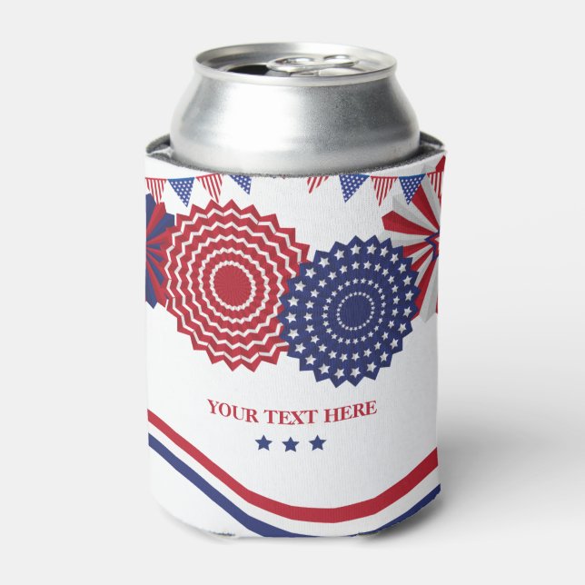 Patriotic stars and stripes 4th of July Can Cooler (Can Front)