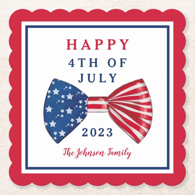 Patriotic Stars And Stripes 4th Of July Paper Coaster (Front)