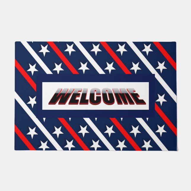 Patriotic Stars and Stripes America Flag Doormat (Front)