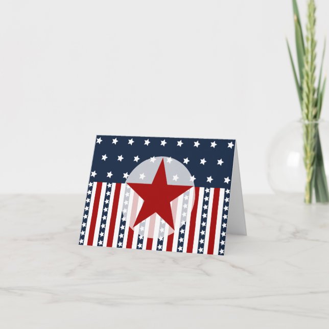 Patriotic Stars and Stripes American Flag Design Card (Front)