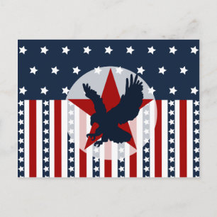 Patriotic Stars and Stripes Bald Eagle American Postcard