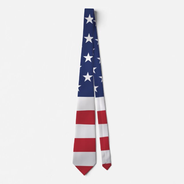 Patriotic Stars and Stripes Blue White Holiday Tie (Front)