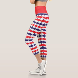Patriotic Stars and Stripes  Capri Leggings