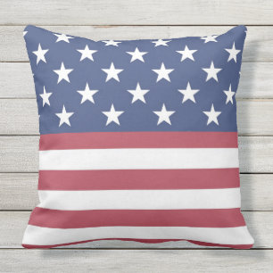 Patriotic Stars and Stripes Design Outdoor Pillow