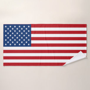 Patriotic Stars and Stripes Flag Bath Towel Set