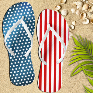 Patriotic Stars and Stripes Flip Flops