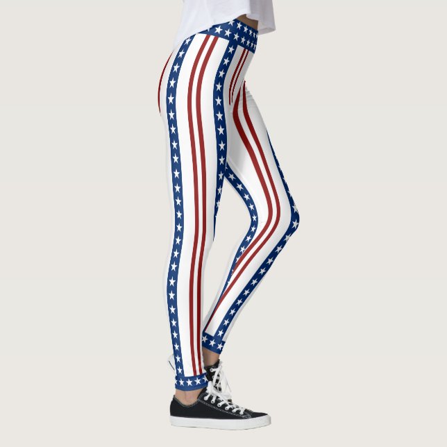 Patriotic Stars and Stripes Leggings (Right)