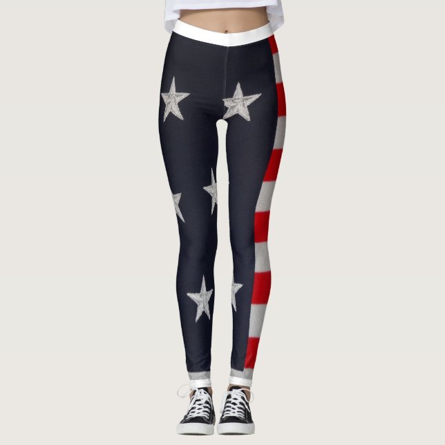 Patriotic Stars and Stripes Leggings (Front)