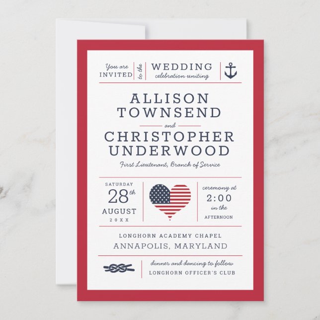 Patriotic Stars and Stripes Nautical Military Announcement (Front)