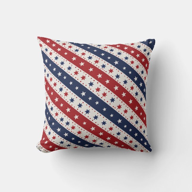 Patriotic Stars and Stripes Pillow (Front)