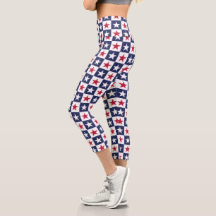 Patriotic Stars Capri Leggings