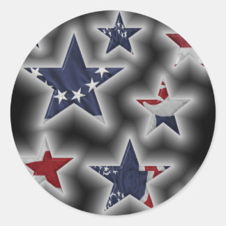 Patriotic Stars Classic Round Sticker