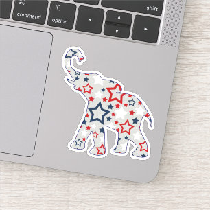 Patriotic Stars Elephant Contour