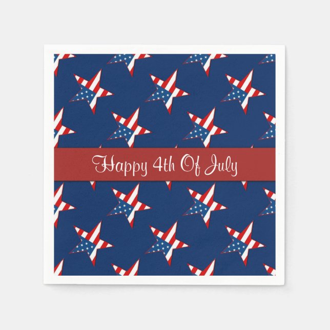 Patriotic Stars Fourth Of July Napkins (Front)