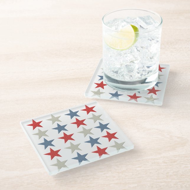 Patriotic Stars Glass Coaster (Angled)