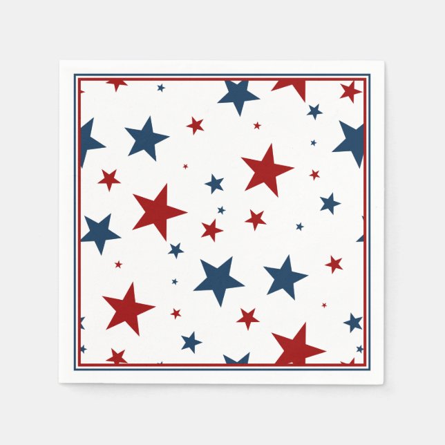 Patriotic Stars in Red White and Blue Napkin (Front)