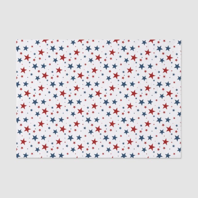 Patriotic Stars in Red White and Blue Pattern Tissue Paper (Front)