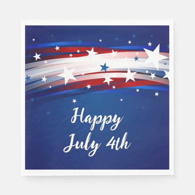 Patriotic Stars July 4th Paper Napkins (Front)