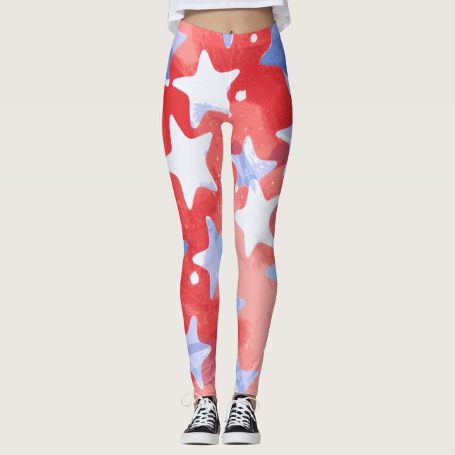 Patriotic Stars Leggings for 4th of July (Front)