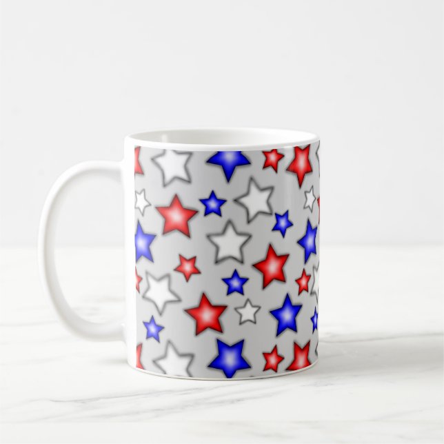 Patriotic Stars - Light Grey Coffee Mug (Left)