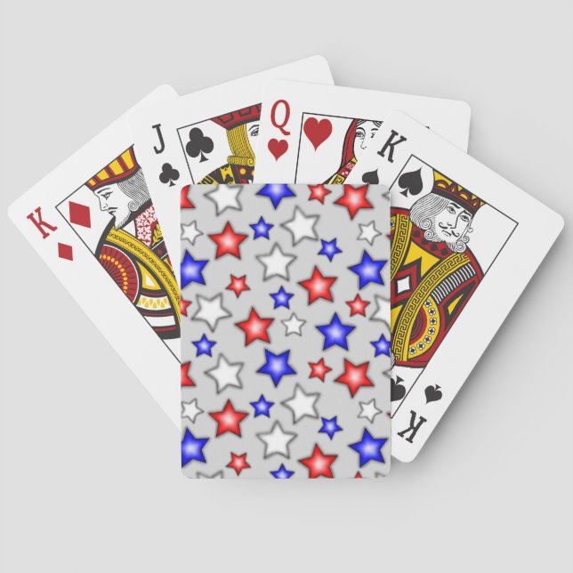 Patriotic Stars - Light Grey Playing Cards (Back)