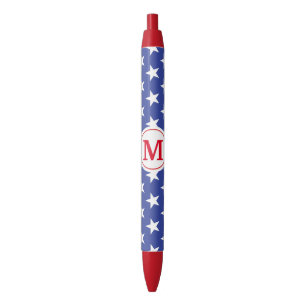 Patriotic Stars Monogrammed Black Ink Pen