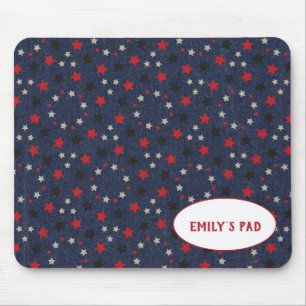 patriotic stars on blue with name mouse mat