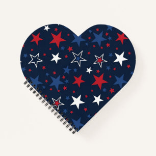 Patriotic Stars on Navy Blue Notebook