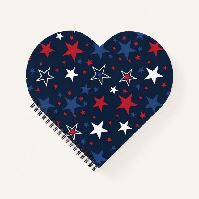 Patriotic Stars on Navy Blue Notebook (Front)