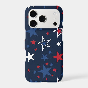 Patriotic Stars on Navy Blue Seamless Pattern