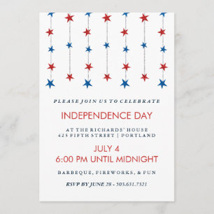 Patriotic Stars on Strings Independence Day Party Invitation