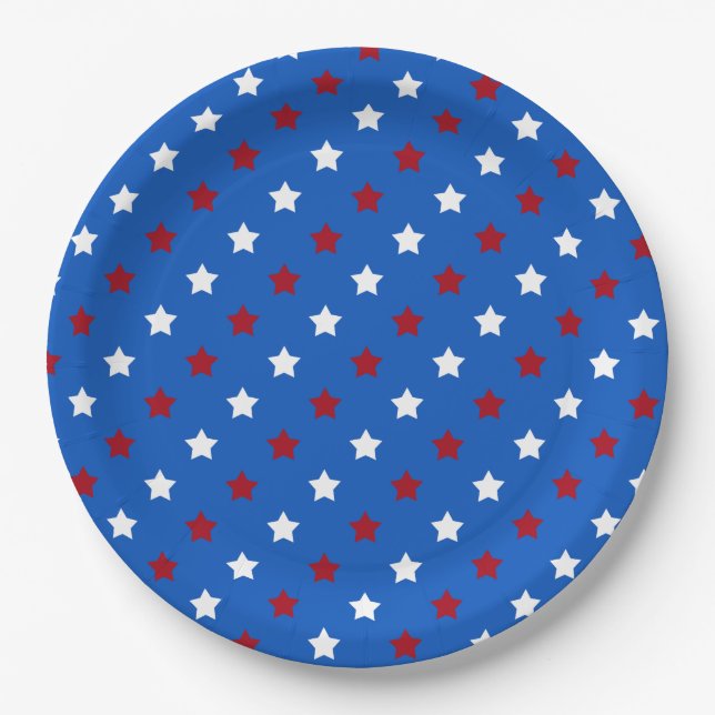 Patriotic Stars Paper Plate (Front)