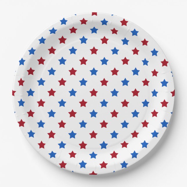 Patriotic Stars Paper Plate (Front)