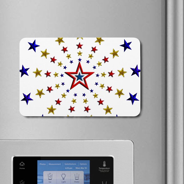 Patriotic Stars Pattern Red Gold Blue Flexible Magnet (Patriotic Stars Pattern Red Gold Blue Flexible Magnet)