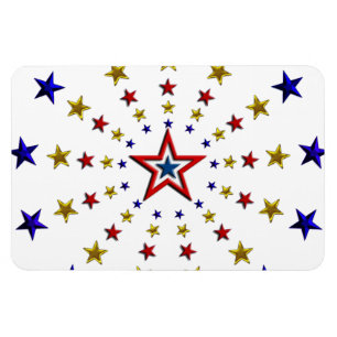 Patriotic Stars Pattern Red Gold Blue Flexible Magnet