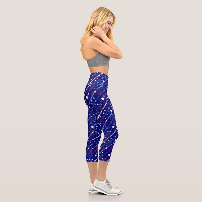 Patriotic Stars Print Women's Capri Leggings (Right)