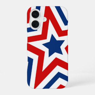 Patriotic Stars Red White and Blue Colourful iPhone 16 Case