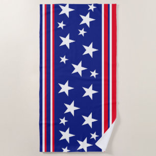 Patriotic Stars Red White Blue  Beach Towel