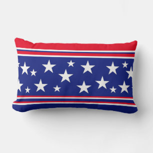Patriotic Stars Red White Blue Lumbar Cushion