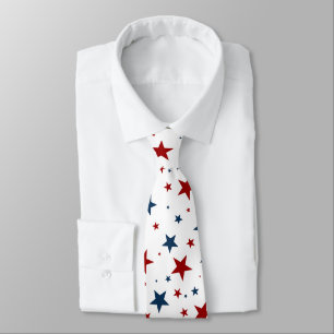Patriotic Stars Red White Blue Pattern Tie