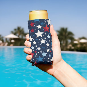 Patriotic Stars Seltzer Can Cooler