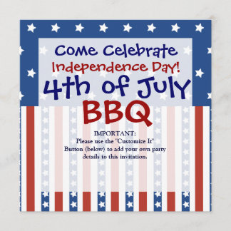 Patriotic Stars Stripes 4th of July Invitations