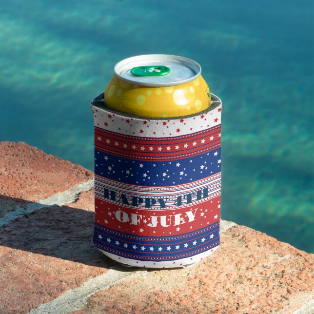 Patriotic Stars & Stripes Abstract American Flag 2 Can Cooler (In Situ Pool)