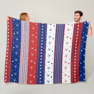 Patriotic Stars & Stripes Abstract American Flag 2 Fleece Blanket