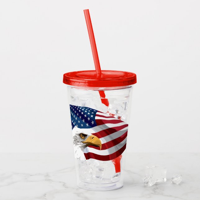 Patriotic Stars & Stripes Acrylic Tumbler (Front Ice)