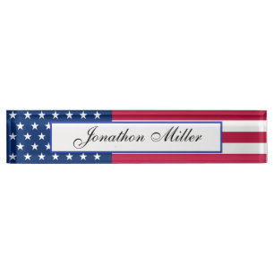 Patriotic Stars & Stripes American Flag Nameplate