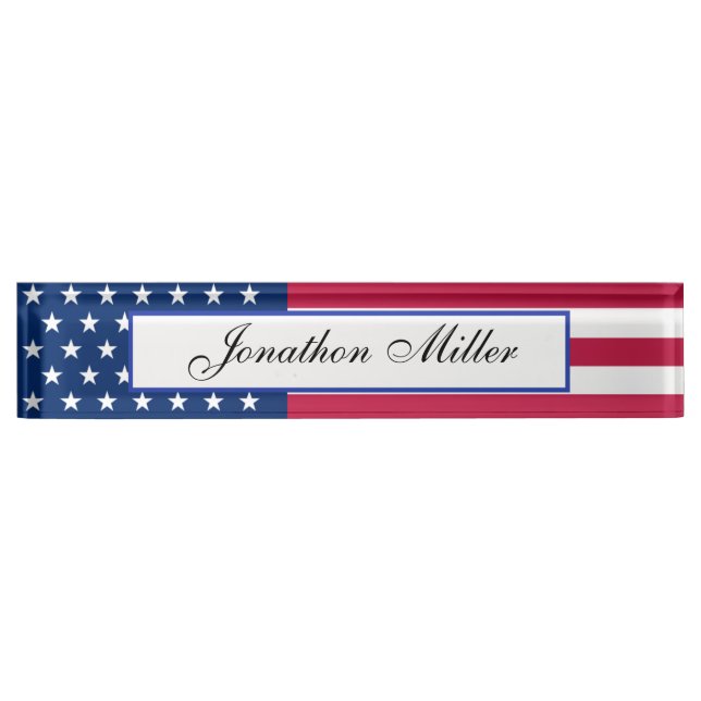 Patriotic Stars & Stripes American Flag  Nameplate (Front)